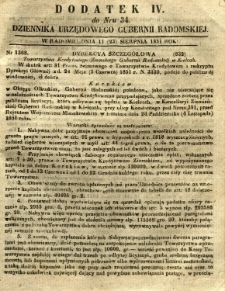 Dziennik Urzędowy Gubernii Radomskiej, 1851, nr 34, dod. IV