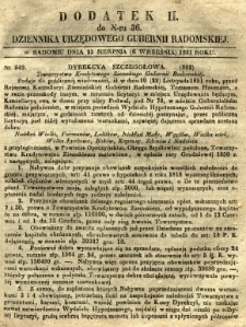 Dziennik Urzędowy Gubernii Radomskiej, 1851, nr 36, dod. II