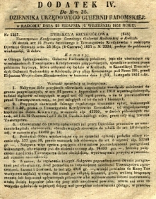 Dziennik Urzędowy Gubernii Radomskiej, 1851, nr 36, dod. IV