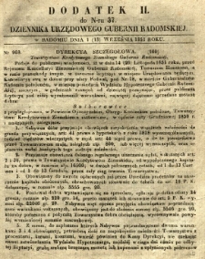 Dziennik Urzędowy Gubernii Radomskiej, 1851, nr 37, dod. II