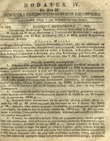 Dziennik Urzędowy Gubernii Radomskiej, 1851, nr 37, dod. IV