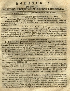 Dziennik Urzędowy Gubernii Radomskiej, 1851, nr 37, dod. V