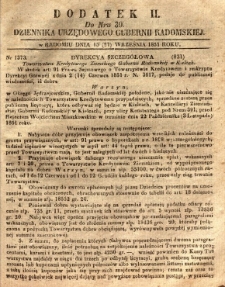 Dziennik Urzędowy Gubernii Radomskiej, 1851, nr 39, dod. II