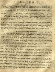 Dziennik Urzędowy Gubernii Radomskiej, 1851, nr 41, dod. II