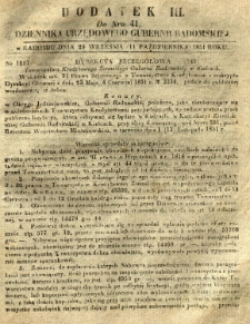 Dziennik Urzędowy Gubernii Radomskiej, 1851, nr 41, dod. III