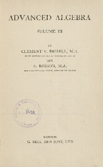 Advanced Algebra : Volume III