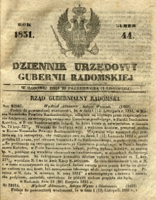 Dziennik Urzędowy Gubernii Radomskiej, 1851, nr 44