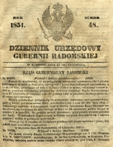 Dziennik Urzędowy Gubernii Radomskiej, 1851, nr 48