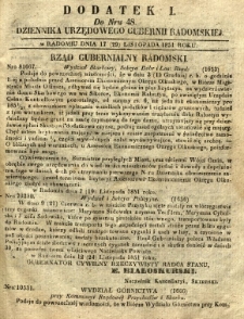 Dziennik Urzędowy Gubernii Radomskiej, 1851, nr 48, dod. I