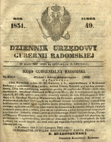 Dziennik Urzędowy Gubernii Radomskiej, 1851, nr 49