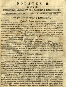 Dziennik Urzędowy Gubernii Radomskiej, 1851, nr 49, dod. II