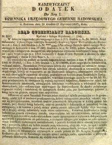 Dziennik Urzędowy Gubernii Radomskiej, 1854, nr 1, dod. nadzwyczajny