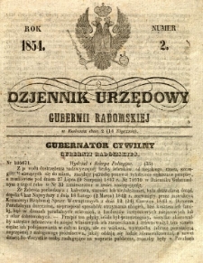 Dziennik Urzędowy Gubernii Radomskiej, 1854, nr 2