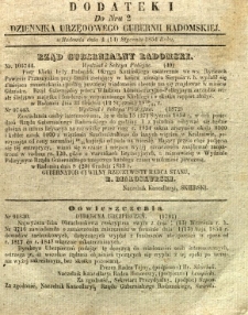 Dziennik Urzędowy Gubernii Radomskiej, 1854, nr 2, dod. I
