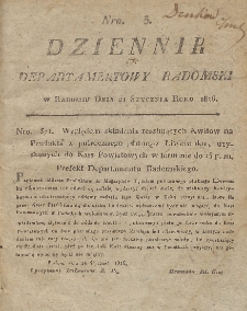 Dziennik Departamentowy Radomski, 1816, nr 3