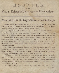 Dziennik Departamentowy Radomski, 1812, nr 1, dod.