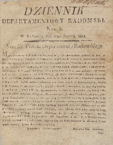 Dziennik Departamentowy Radomski, 1812, nr 3
