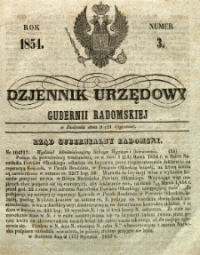 Dziennik Urzędowy Gubernii Radomskiej, 1854, nr 3