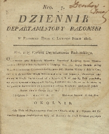 Dziennik Departamentowy Radomski, 1816, nr 7