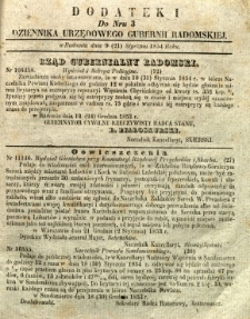 Dziennik Urzędowy Gubernii Radomskiej, 1854, nr 3, dod. I