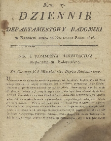 Dziennik Departamentowy Radomski, 1816, nr 17