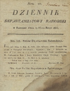 Dziennik Departamentowy Radomski, 1816, nr 20