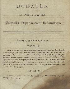Dziennik Departamentowy Radomski, 1816, nr 20, dod.