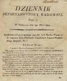 Dziennik Departamentowy Radomski, 1812, nr 9