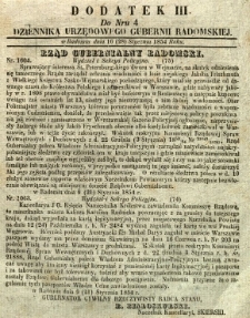 Dziennik Urzędowy Gubernii Radomskiej, 1854, nr 4, dod. III