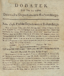Dziennik Departamentowy Radomski, 1812, nr 11, dod.