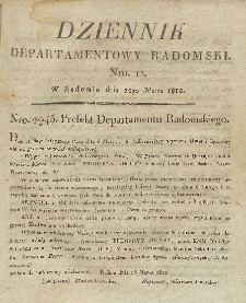 Dziennik Departamentowy Radomski, 1812, nr 12