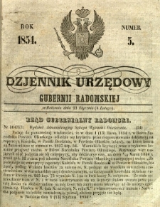 Dziennik Urzędowy Gubernii Radomskiej, 1854, nr 5