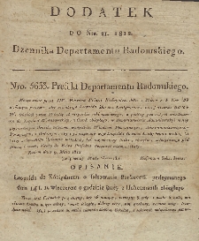 Dziennik Departamentowy Radomski, 1812, nr 21, dod.