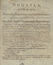 Dziennik Departamentowy Radomski, 1812, nr 22, dod.