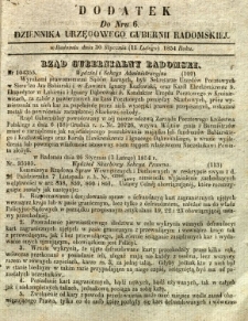 Dziennik Urzędowy Gubernii Radomskiej, 1854, nr 6, dod. I