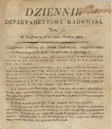 Dziennik Departamentowy Radomski, 1812, nr 25