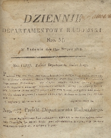 Dziennik Departamentowy Radomski, 1812, nr 34