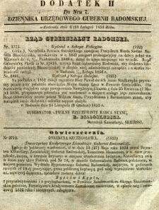Dziennik Urzędowy Gubernii Radomskiej, 1854, nr 7, dod. II