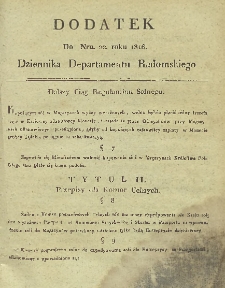 Dziennik Departamentowy Radomski, 1816, nr 22, dod.