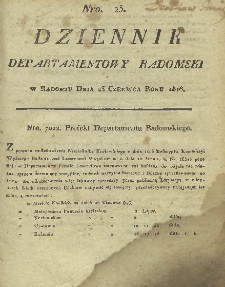 Dziennik Departamentowy Radomski, 1816, nr 25