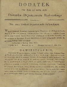 Dziennik Departamentowy Radomski, 1816, nr 25, dod.