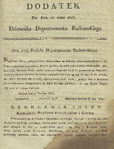 Dziennik Departamentowy Radomski, 1816, nr 26, dod.
