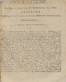 Dziennik Urzędowy Województwa Sandomierskiego, 1820, nr 24, obwieszczenie