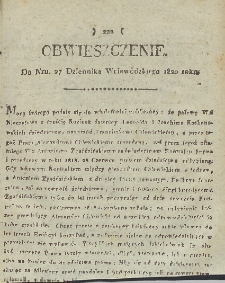 Dziennik Urzędowy Województwa Sandomierskiego, 1820, nr 27, obwieszczenie