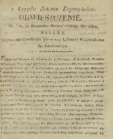 Dziennik Urzędowy Województwa Sandomierskiego, 1820, nr 30, obwieszczenie
