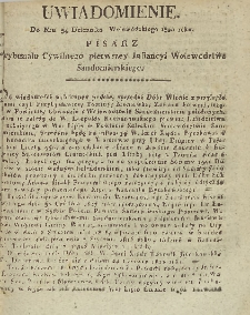Dziennik Urzędowy Województwa Sandomierskiego, 1820, nr 34, uwiadomienie