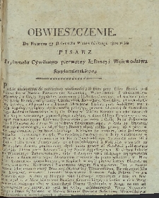 Dziennik Urzędowy Województwa Sandomierskiego, 1820, nr 37, obwieszczenie