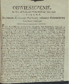 Dziennik Urzędowy Województwa Sandomierskiego, 1820, nr 46, obwieszczenie