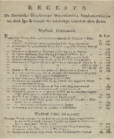 Regestr do Dziennika Urzędowego Województwa Sandomierskiego, od dnia Igo Kwietnia do ostatniego Czerwca 1820 roku.