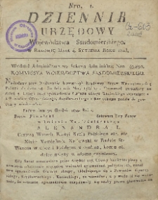 Dziennik Urzędowy Województwa Sandomierskiego, 1823, nr 1